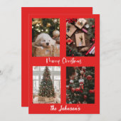 レッドメリークリスマスパーソナライズされたホリデーカード 招待状 (正面/裏面)