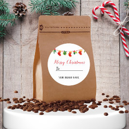 レッドメリークリスマスビジネスステッカー ラウンドシール