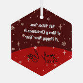 レッドメリークリスマスビジネスロゴシンプルデコールGla ガラスオーナメント (裏面)