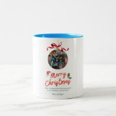 レッドメリークリスマスファミリーサンタハットマグ ツートーンマグカップ (中央)
