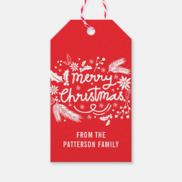 レッドメリークリスマスフェスティバルホリデーフローラ名 ギフトタグ