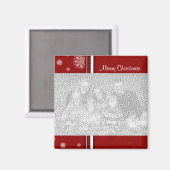 レッドメリークリスマスフォトマグネット マグネット (正面/裏面)