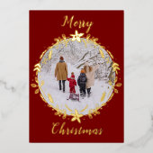 レッドメリークリスマスフォトリースワンフォト 箔シーズンカード (正面)