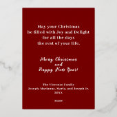 レッドメリークリスマスフォトリースワンフォト 箔シーズンカード (裏面)