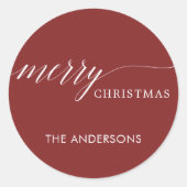 レッドメリークリスマスホリデー ラウンドシール (正面)