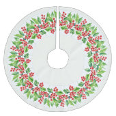 レッドメリークリスマスホリーベリークリスマスパターン ブラッシュドポリエステルツリースカート (正面)