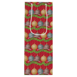 レッドメリークリスマスボールオーナメントパターン ワインギフトバッグ