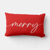 レッドメリークリスマスミニマリストホリデーデコール ランバークッション (裏面)