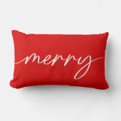 レッドメリークリスマスミニマリストホリデーデコール ランバークッション (正面)