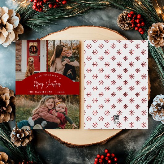 レッドメリークリスマスモダンミニマリスト シーズンカード