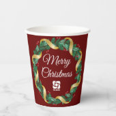 レッドメリークリスマスリースカスタム会社 紙コップ (正面)