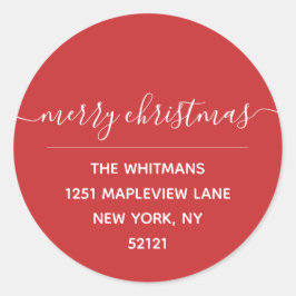 レッドメリークリスマス差出人住所ラベル ラウンドシール