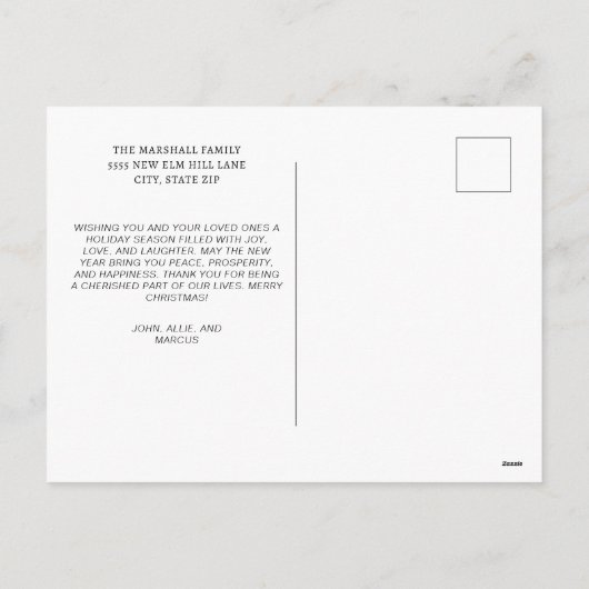 レッドメリークリスマス2024フォトコラージュタイポグラフィ シーズンポストカード (裏面)