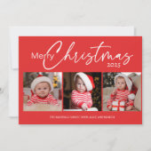 レッドメリークリスマス2025フォトコラージュタイポグラフィ シーズンカード (正面)