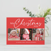 レッドメリークリスマス2025フォトコラージュタイポグラフィ シーズンカード (スタンド正面)