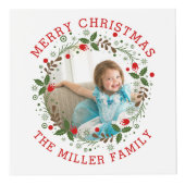 レッドメリークリスマス、フローラリースの休日の写真 フォトキューブ (正面)