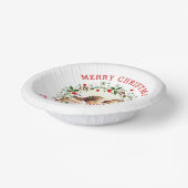 レッドメリークリスマス、フローラリースの休日の写真 ペーパーボウル (傾斜あり)