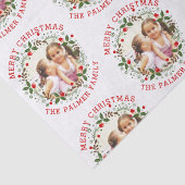 レッドメリークリスマス、フローラリースの休日の写真 薄葉紙 (詳細)