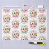 レッドメリークリスマス、フローラリースの休日の写真 薄葉紙 (クラフト)