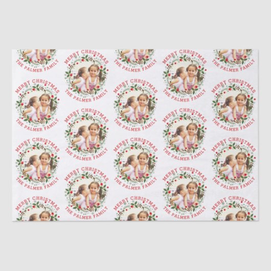 レッドメリークリスマス、フローラリースの休日の写真 薄葉紙 (正面)