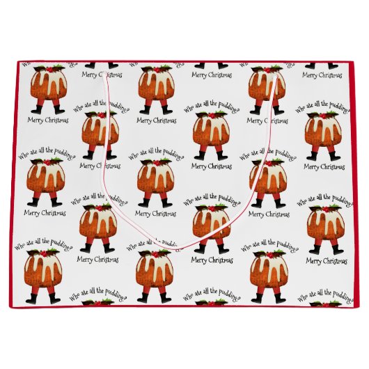 レッドメリーパーソナライズされたクリスマス大抱き枕 ラージペーパーバッグ (正面)