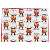 レッドメリーパーソナライズされたクリスマス大抱き枕 ラージペーパーバッグ (裏面)