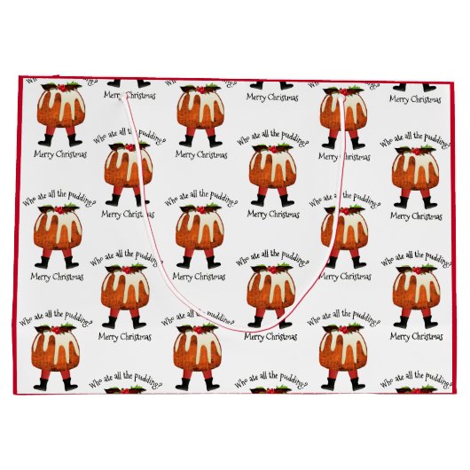 レッドメリーパーソナライズされたクリスマス大抱き枕 ラージペーパーバッグ (裏面)