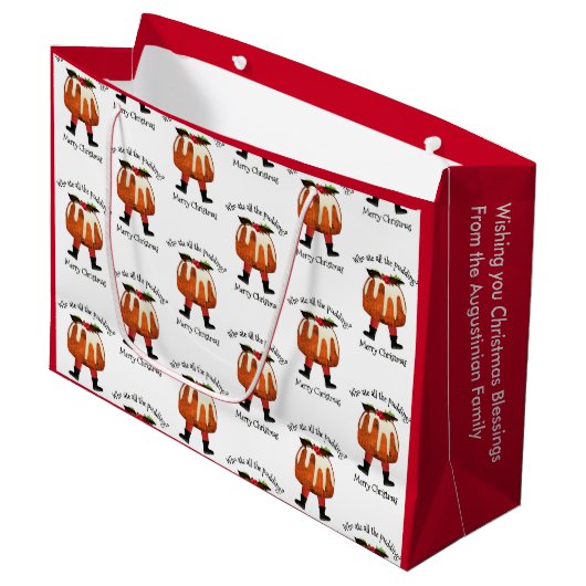 レッドメリーパーソナライズされたクリスマス大抱き枕 ラージペーパーバッグ (正面アングル)