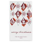レッドメリーモダンクリスマス雪の結晶ホリデー スモールペーパーバッグ (裏面)