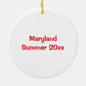 レッドメリーランドハードシェルカニ甲殻類ビーチ セラミックオーナメント (裏面)