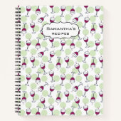 レッドメルロワイングラス柄レシピ本 ノートブック (正面)