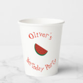 レッドメロンスイカ夏の誕生日パーティー 紙コップ (正面)