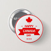 レッドメープルはっきりしたリーフハッピーカナダデー 缶バッジ (正面&裏面)