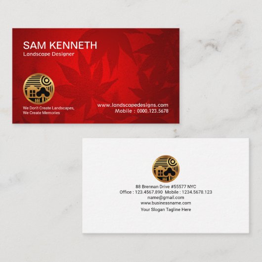 レッドメープルリーフアーモダント造園 名刺 (正面/裏面)