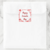 レッドメープルリーフカナダシンボルエンブレムフラッグのロゴ スクエアシール (バッグ)