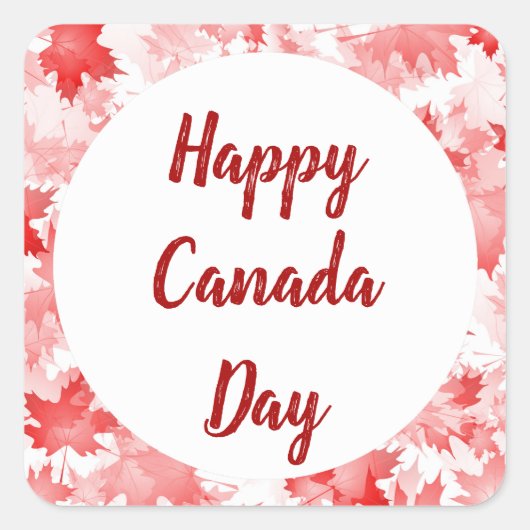 レッドメープルリーフカナダシンボルエンブレムフラッグのロゴ スクエアシール (正面)