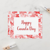 レッドメープルリーフカナダシンボルハッピーカナダデー カード (正面/裏面インサイチュ)