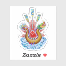 レッドメープルリーフ付きドラゴンボートロゴ