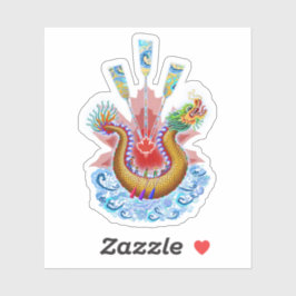 レッドメープルリーフ付きドラゴンボートロゴ シール