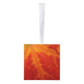 レッドメープルリーフ抽象芸術秋自然撮影 キューブオーナメント (右)