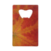 レッドメープルリーフ抽象芸術秋自然撮影 クレジットカード栓抜き (裏面)