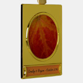 レッドメープルリーフ抽象芸術秋自然撮影 ゴールドプレートバナーオーナメント (右)