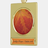 レッドメープルリーフ抽象芸術秋自然撮影 ゴールドプレートバナーオーナメント (左)