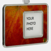 レッドメープルリーフ抽象芸術秋自然撮影 シルバープレートフレームオーナメント (右)