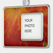 レッドメープルリーフ抽象芸術秋自然撮影 シルバープレートフレームオーナメント (左)