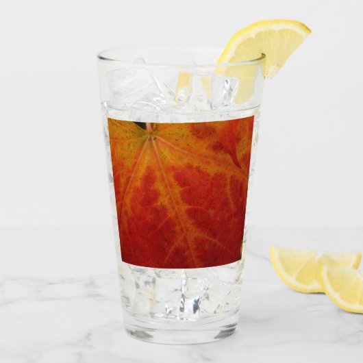 レッドメープルリーフ抽象芸術秋自然撮影 タンブラーグラス (アイス裏面)