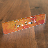 レッドメープルリーフ抽象芸術秋自然撮影 デスクネームプレート (側面)