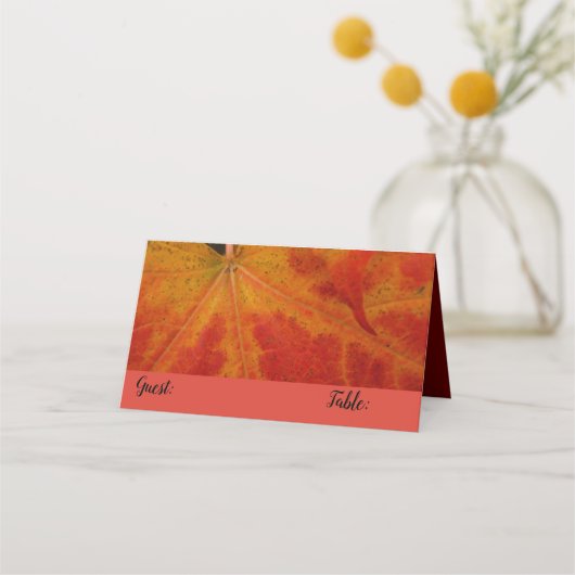 レッドメープルリーフ抽象芸術秋自然撮影 プレイスカード (正面)