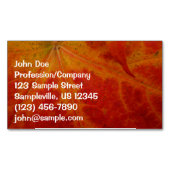 レッドメープルリーフ抽象芸術秋自然撮影 マグネット名刺 (正面)