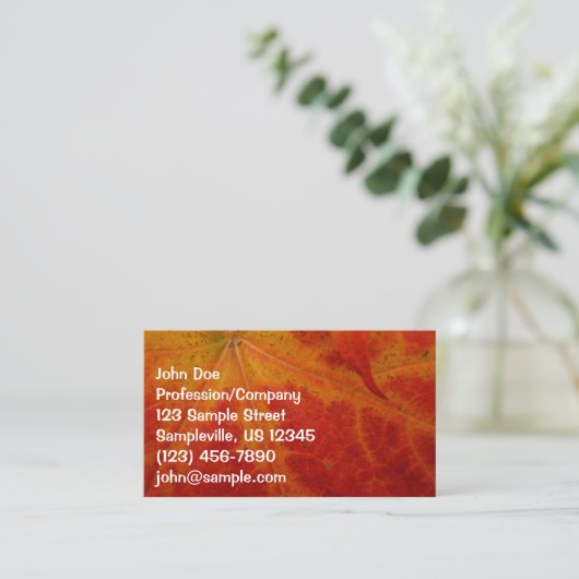 レッドメープルリーフ抽象芸術秋自然撮影 名刺 (スタンド正面)